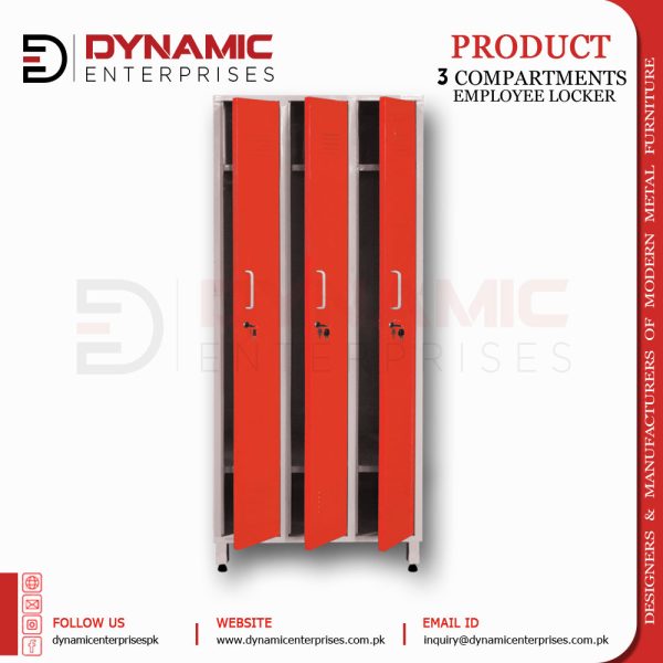 3 Compartments Employee Locker