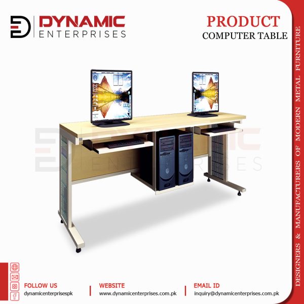 2 Persons Computer Table with CPU & Keyboard Tray