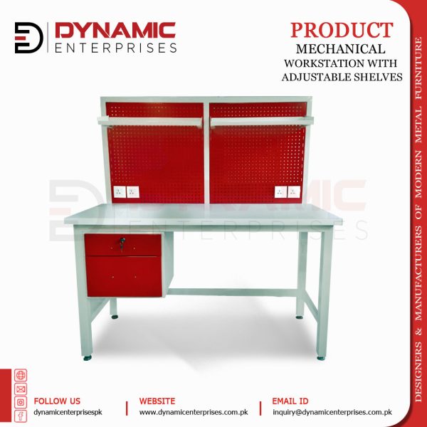 Mechanical Workstation with Adjustable Shelves