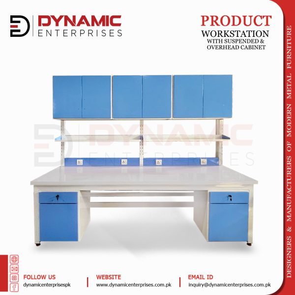 Workstation with Suspended & Overhead Cabinet